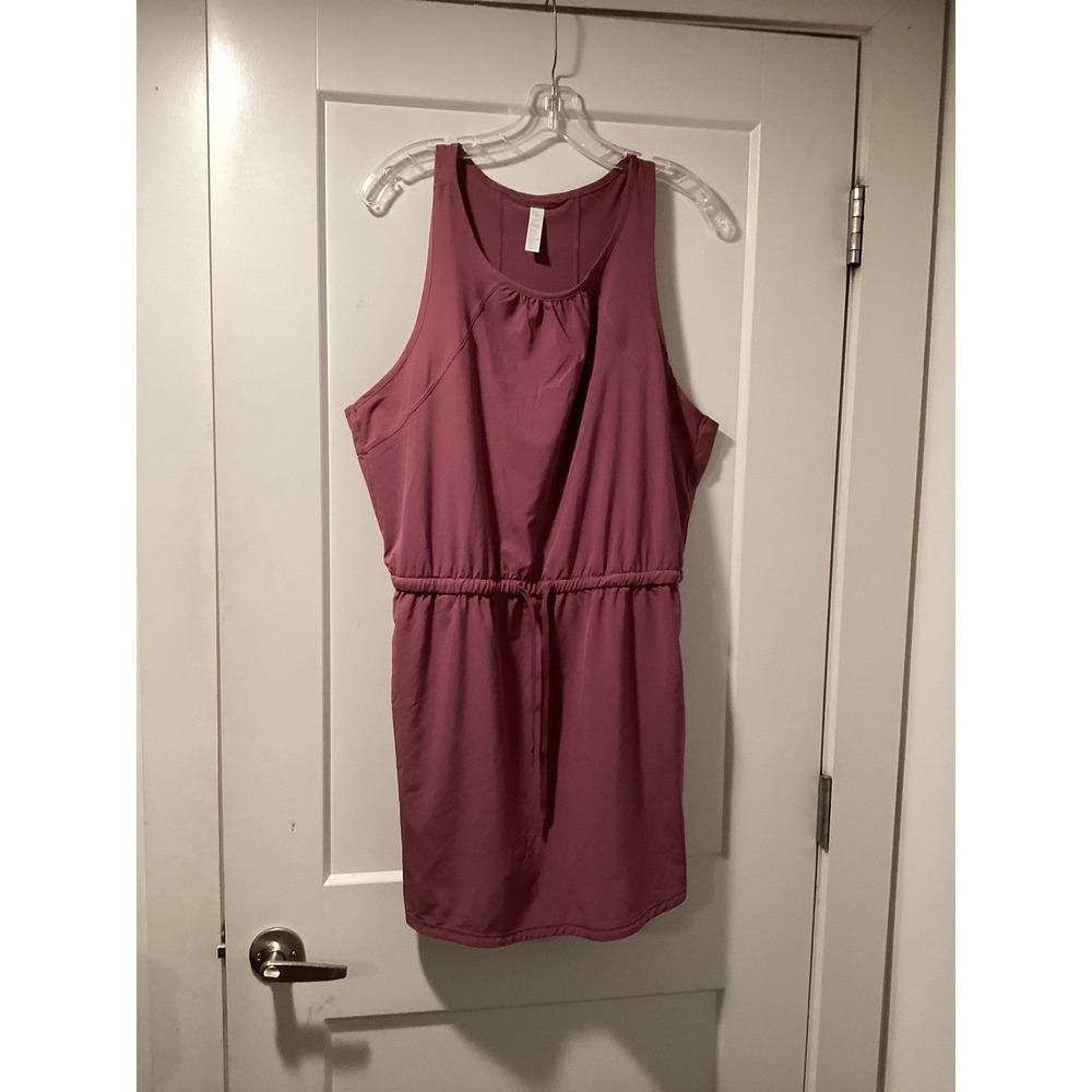 Zella Womens Purple Thunder Activewear Dress Sleeveless Drawstring Waist Large